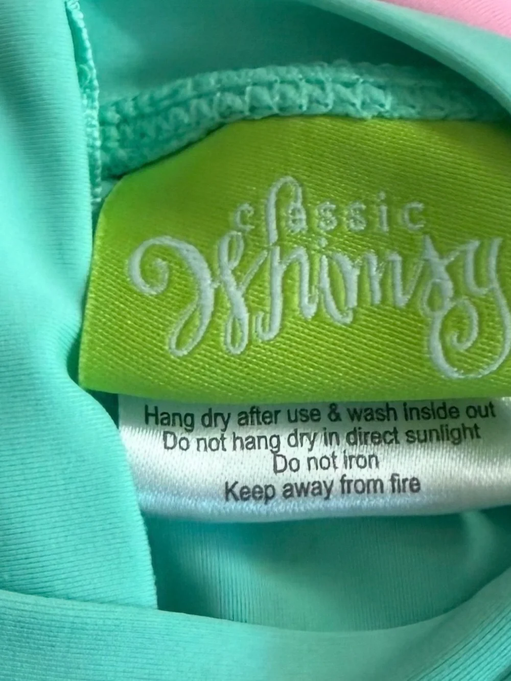 Classic Whimsy 12-18 Month One-Piece Aqua and Pink Swimsuit
